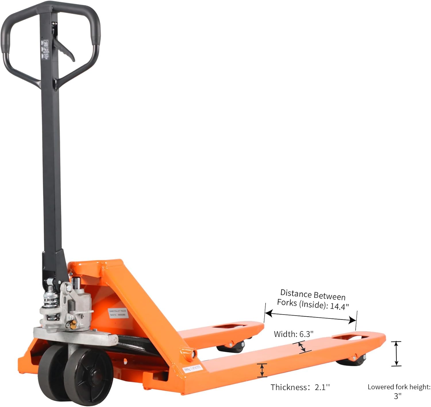 Tory Carrier Manual Pallet Jack 5500 Lb. Capacity, Industrial Pallet Truck 48" × 27" Fork Size Standard Heavy Duty Hand Trucks with PU Wheels
