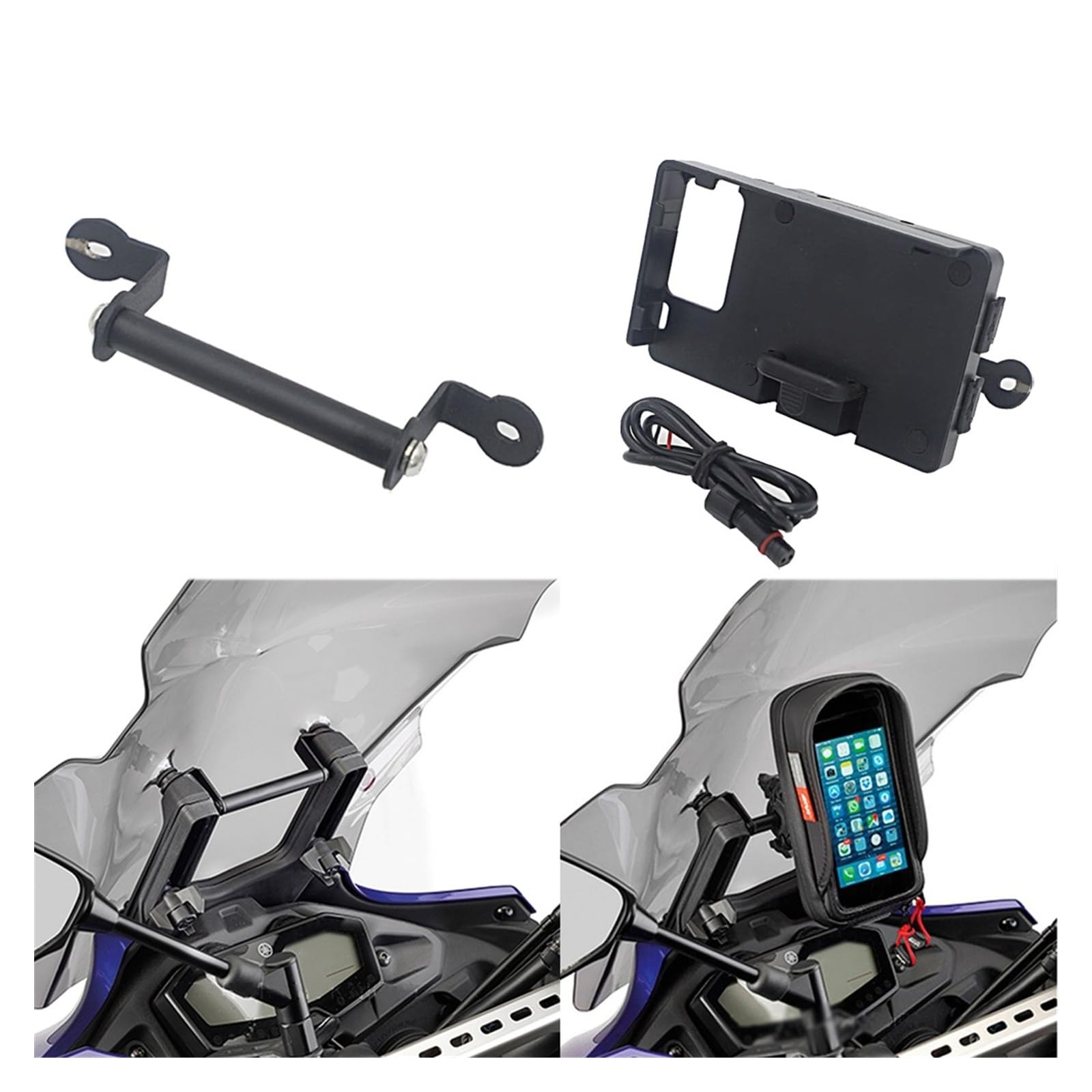 Soporte Navegación GPS para Motocicleta Accesorios para Motocicleta Placa Soporte GPS para Navegación De Teléfono Móvil para para TRACER700 2020 2021 2022 (Color : A)