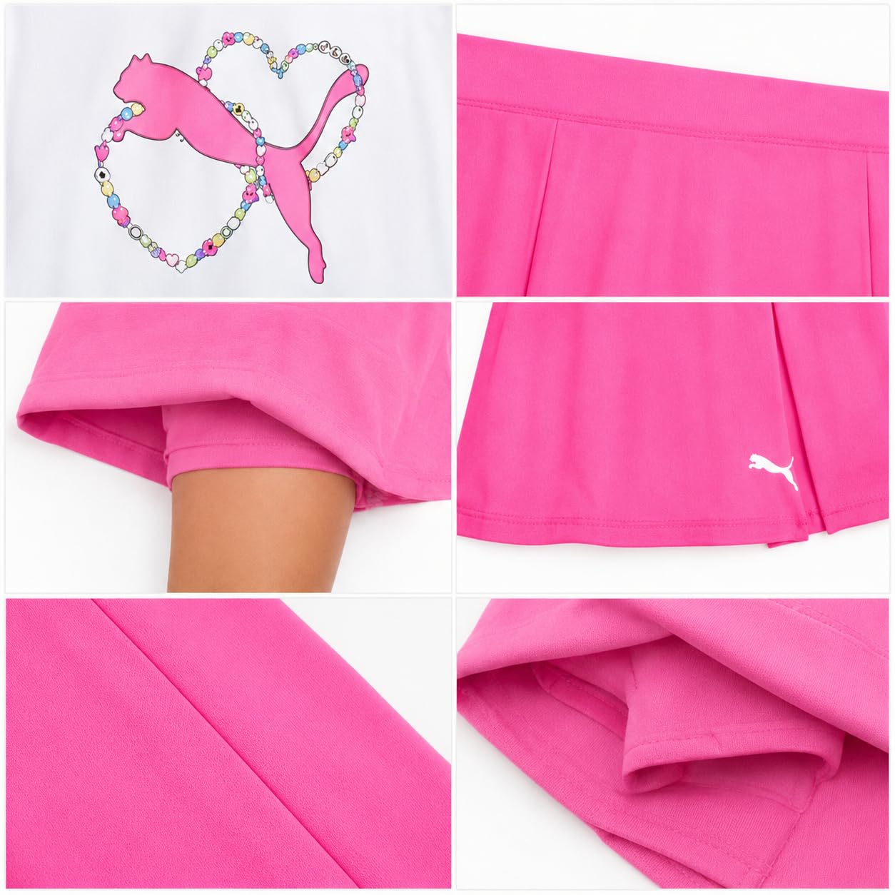 PUMA Aktives Rock-Set für Mädchen, 2-teilig, Aktiv-Skort und kurzärmeliges athletisches T-Shirt, sportliches Mädchen-Sommer-Outfit-Set (7–14)