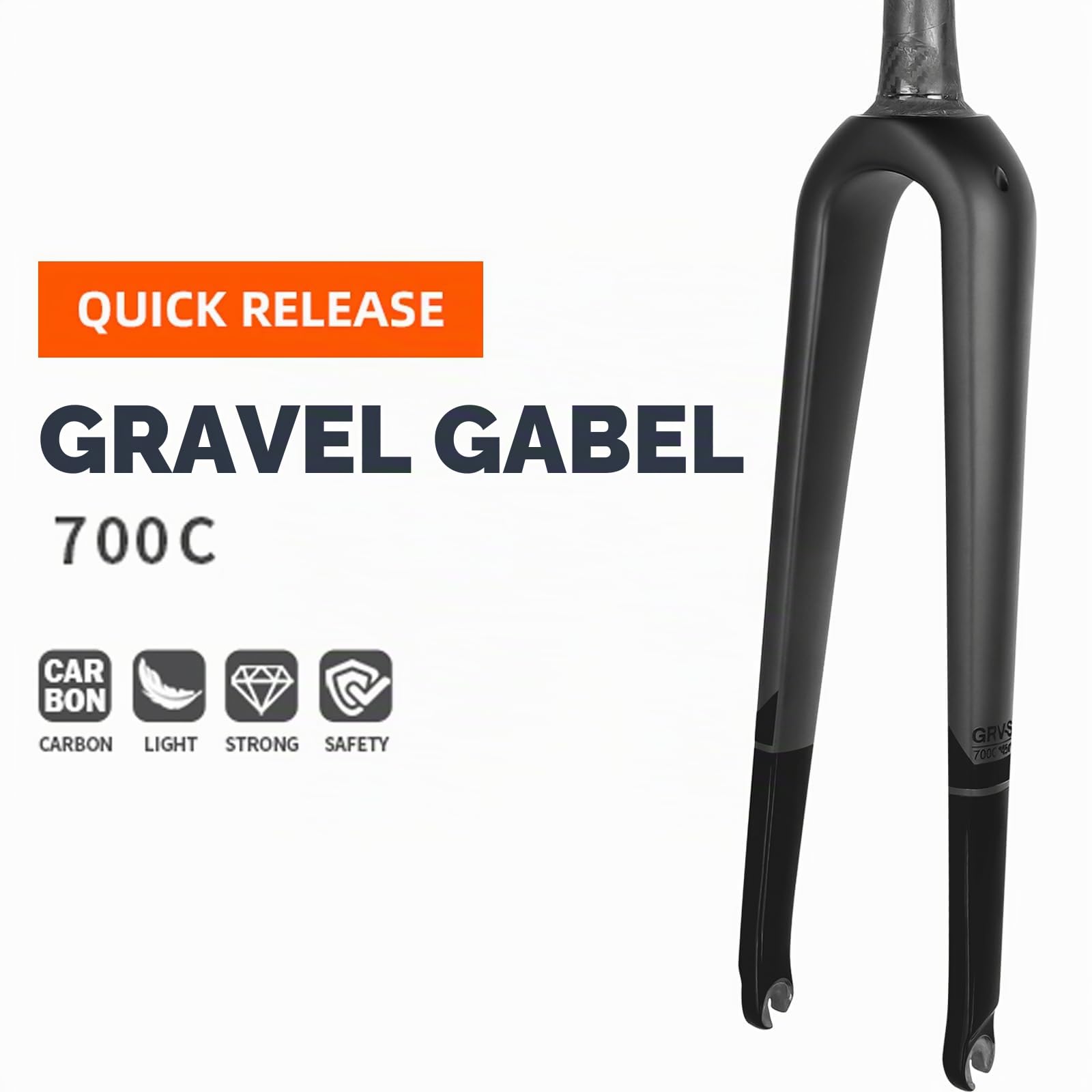BUCKLOS Gravel 700C Kohlefaser Rennrad starre Gabel, QR 9 mm/100 x 12 mm Steckachse, 1-1/8 gewindeloses konisches Rohr, superleichte Fahrrad-Frontgabeln