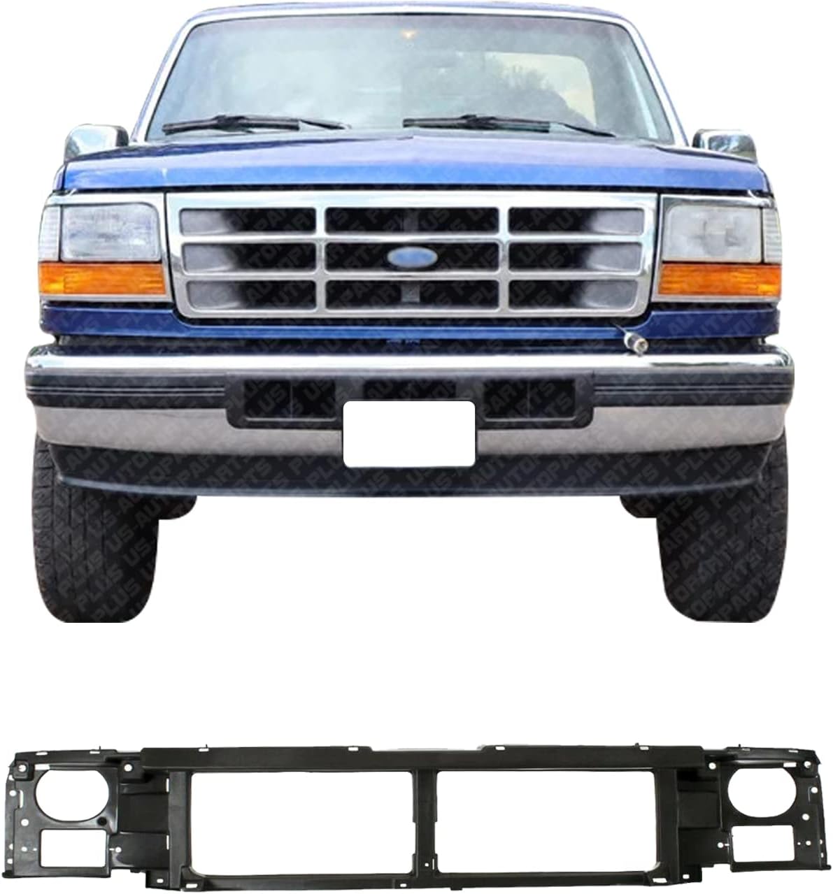 US AUTO PARTS PLUS New Front Grille Mounting Header Panel Direct Replacement For Ford Bronco 1992-1996 / F-150 F-250 F-350 / F Super Duty 1992-1997 F6TZ8A284AC FO1220113