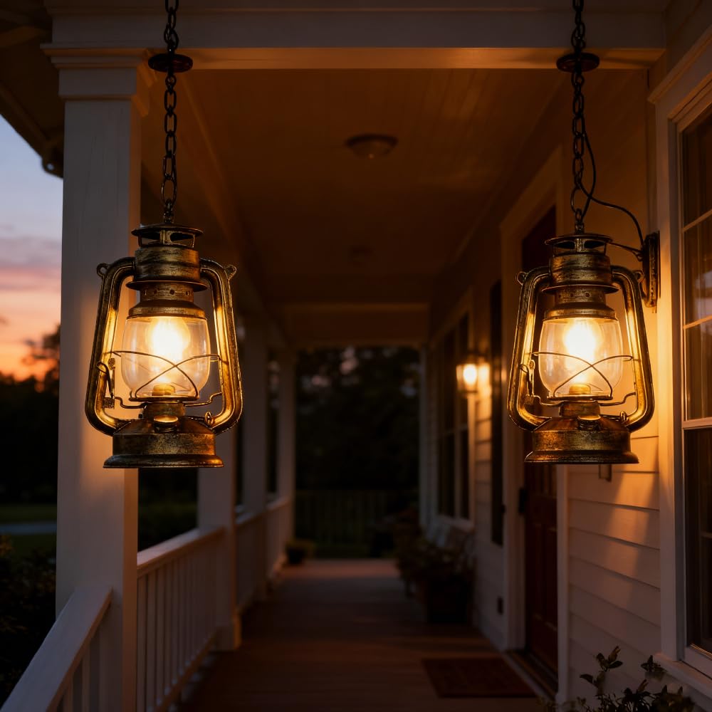 XINYASEE Lampade a sospensione per esterni, lampada vintage impermeabile, lampada a sospensione per giardino, lampada per gazebo, resistente alla pioggia, grado IP44, base a vite E27