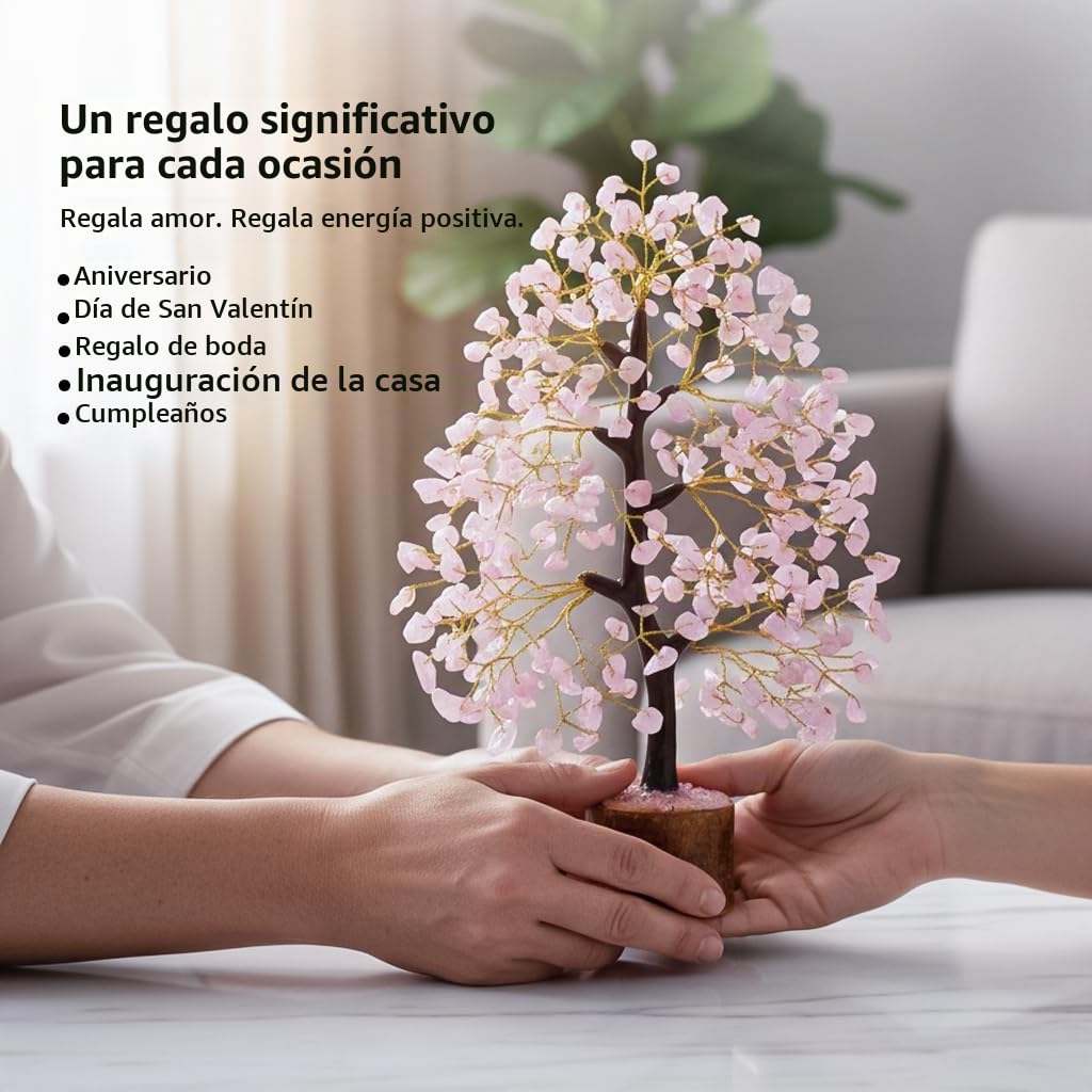 Árbol de piedras preciosas de cuarzo rosa Árbol de cristal para árbol de chakras hecho mano estatuilla de Feng Shui de dinero cristales curativos de Reiki de buena suerte decoración escultura regalo