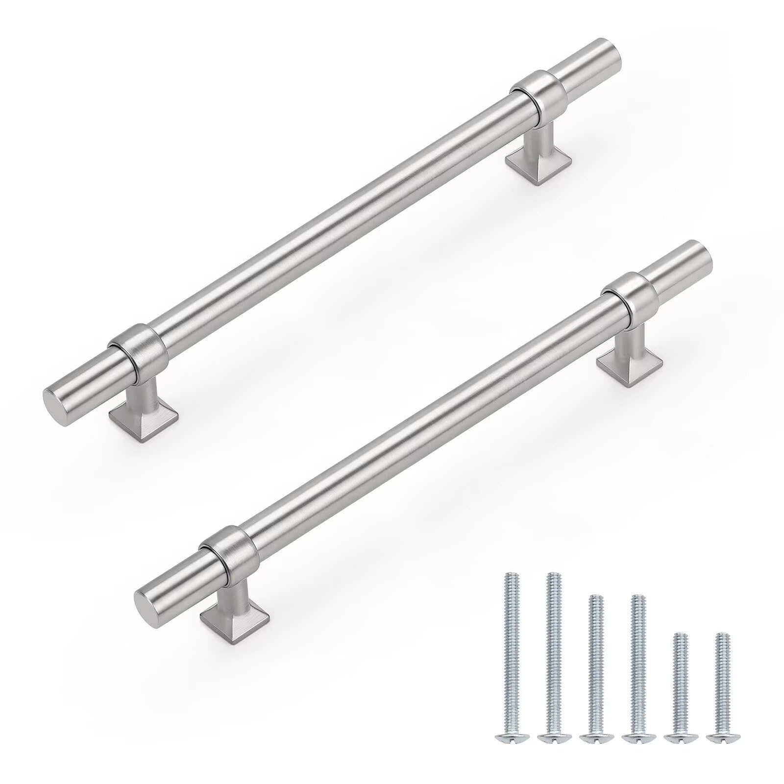 knobelite 5 Pack Hole Centers 6.25 inch Brushed Nickel Cabinet Handles Stainless Steel Kitchen Cabinet Pulls with Zinc Alloy Hareware Pull Handle for