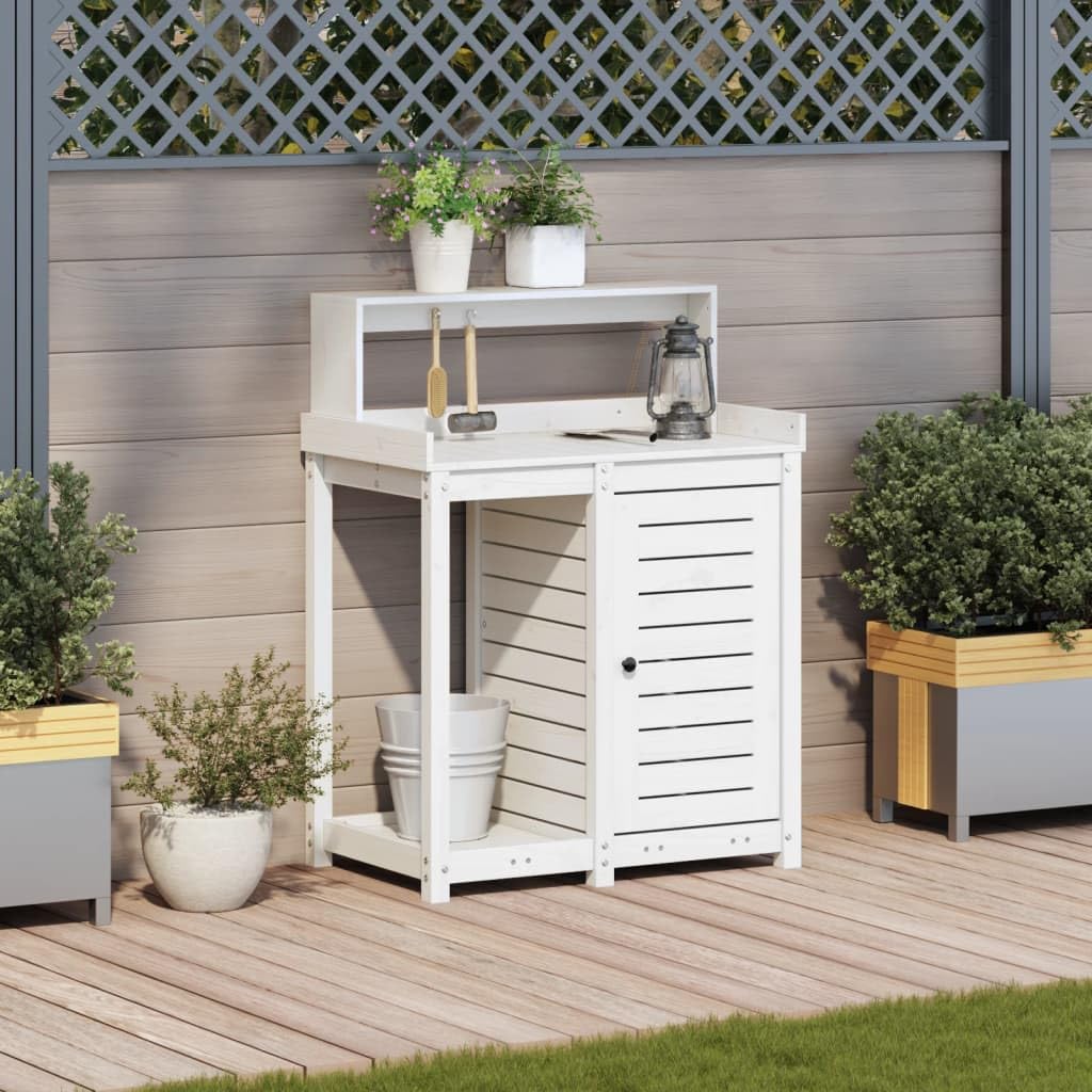 Table de rempotage avec étagères Bois Massif de pin Blanc