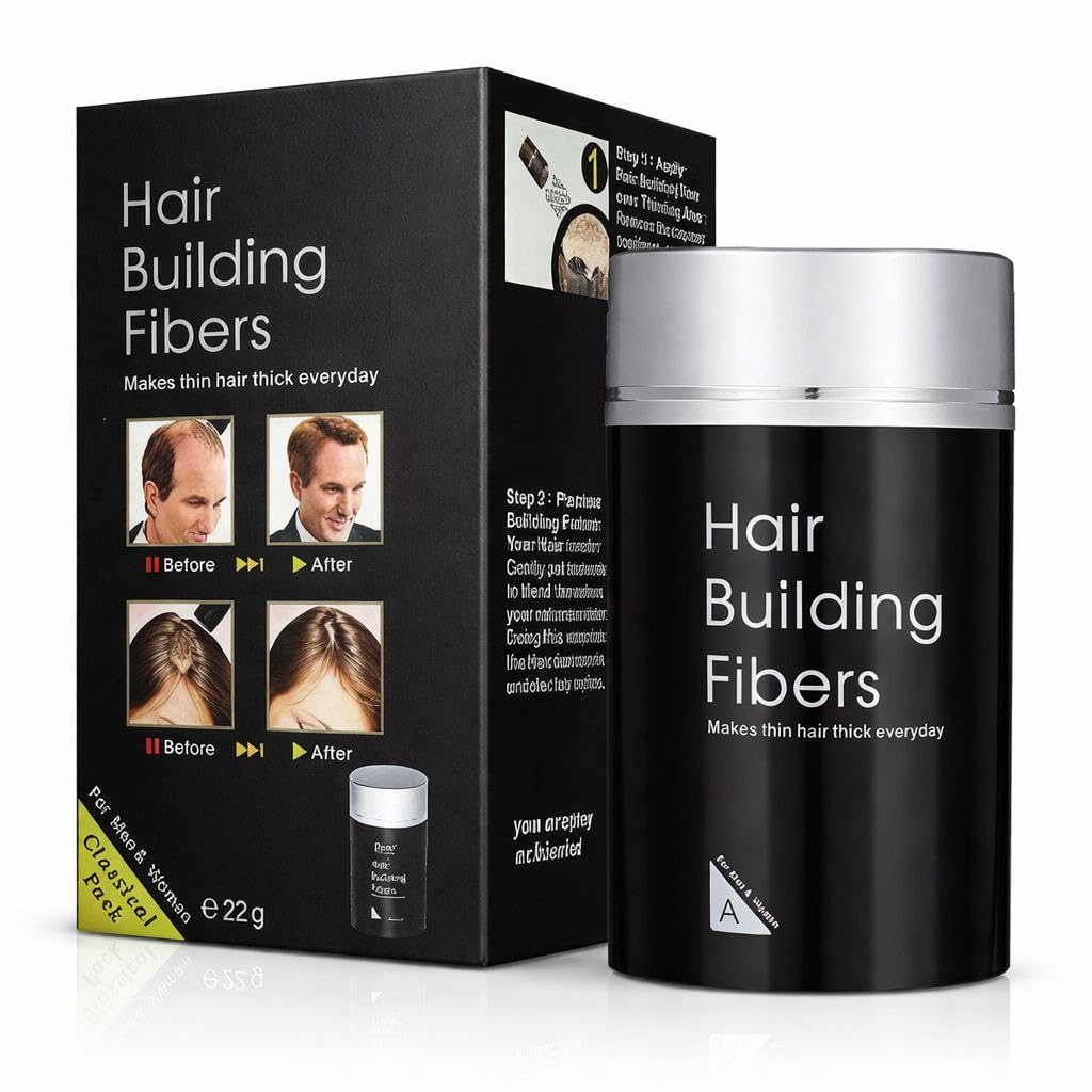 Hair Building Fiber Powder – Keratin Based Hair Thickening Fibers | Covers Thinning Areas & Bald Spots | Natural Looking Volume (Black)-image-19
