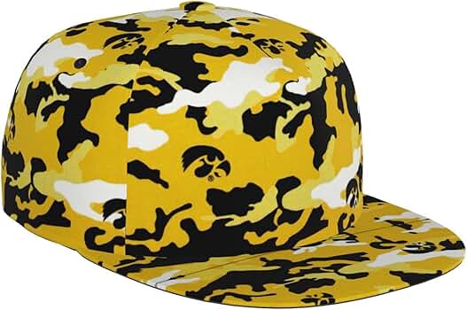 ZGXJJPP Yellow Camouflage Flat Bill Brim Cap Hip Hop Trucker Hat