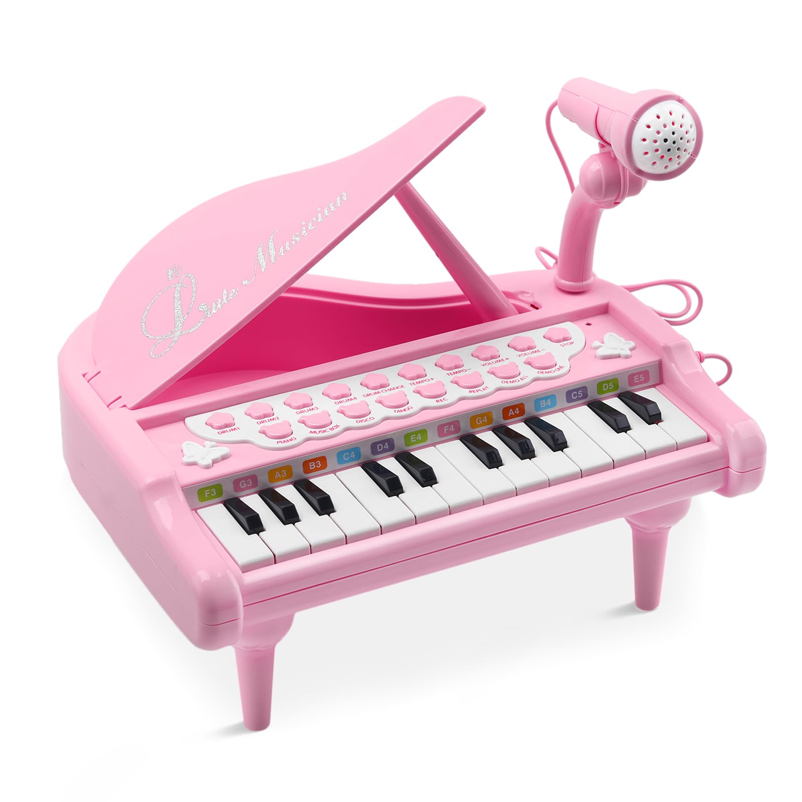 AmyBenton Baby Kids Piano Keyboard, 24 Keys Electronic Music Piano Keyboard with Microphone for Kids 1 2 3 Year Old Girls Toys，Birthday Gift for 1 2 3 Year Old Girls