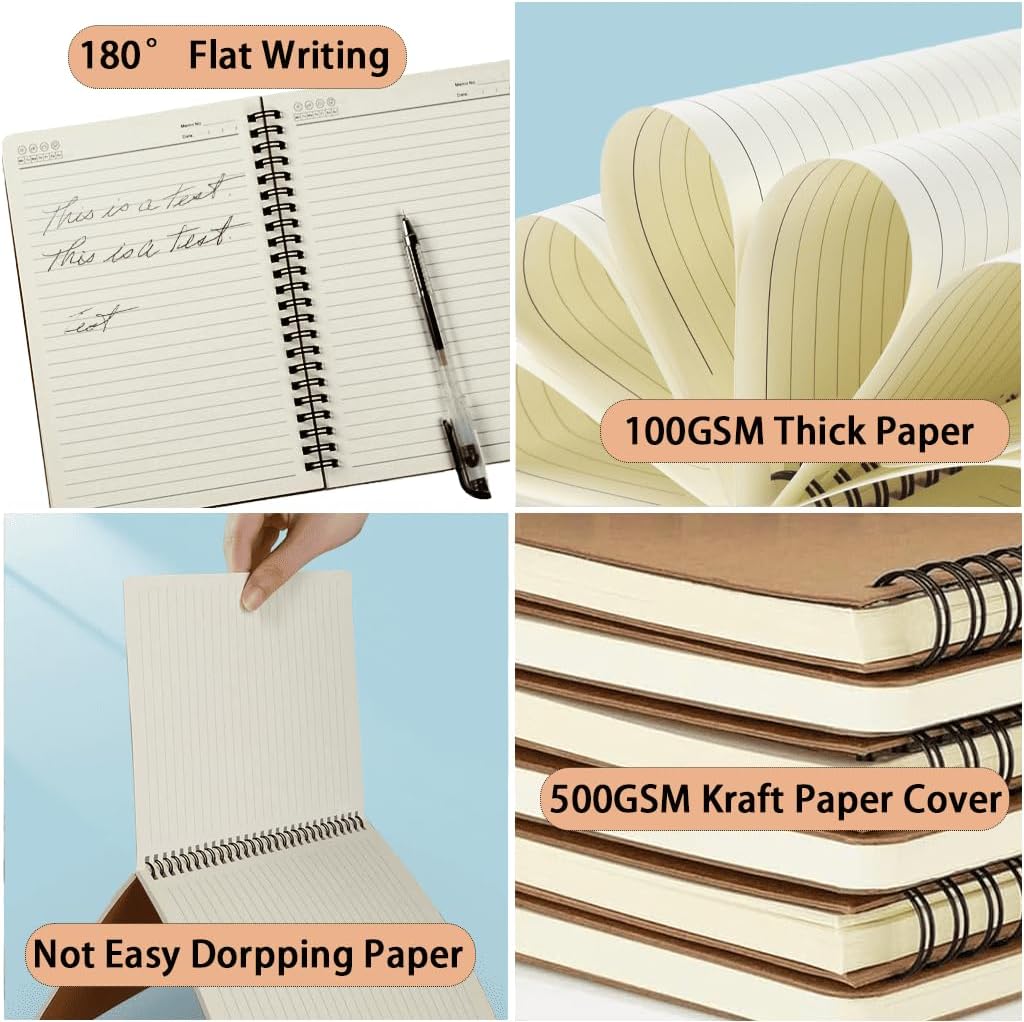 20 Packs A5 Lined Spiral Notebook with Kraft Cover, Back to School Softcover Spiral Journal Notebook 8.3 "x 5.8", Sketch Pad for Drawing, Writing, Note Taking Travel Memo Notepads Diary Planner, 60 Sheets 120 Pages