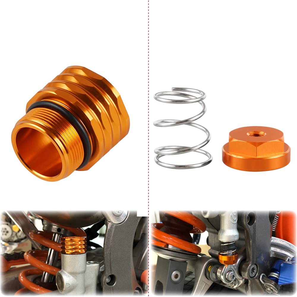 NICECNC Orange Rear Brake Reservoir Cover Extender & Rear Brake Return Spring Kit Compatible with KTM 125-530 SX/SXF/EXC/XCF/XCW 2004-2022,See Fitment