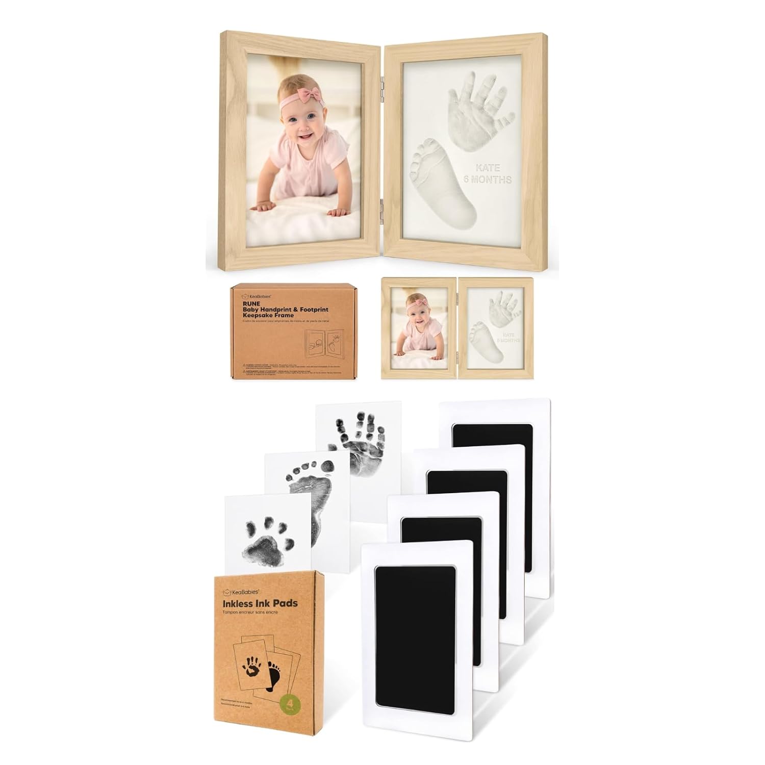 KeaBabies Baby Footprint Kit, Baby Shower Gifts for Girls, Boys and Inkless Hand and Footprint Kit - Personalized Baby Hand and Footprint Kit Keepsake - Ink Pad for Baby Hand and Footprints