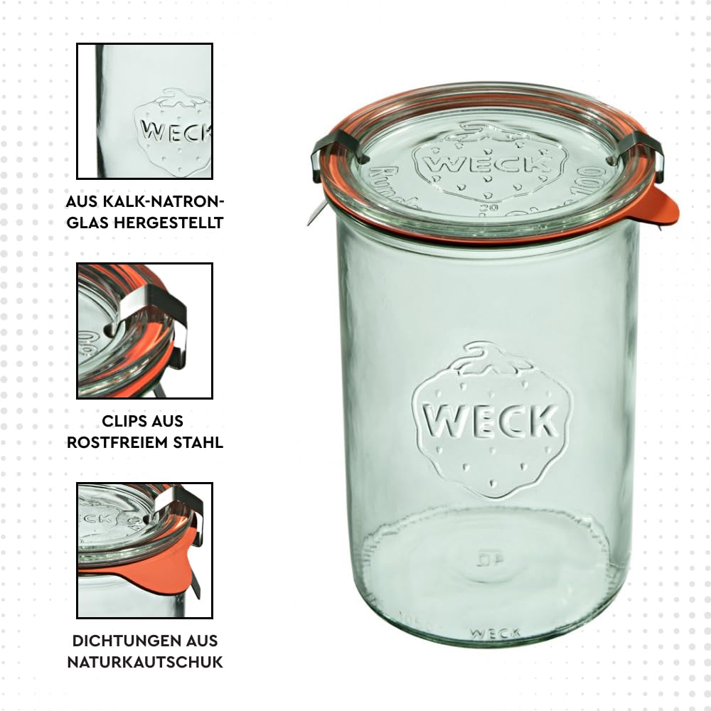 Weck Lot De 6 Bocaux En Verre Tulipe De 580 Ml Avec Couvercle, Joint Et