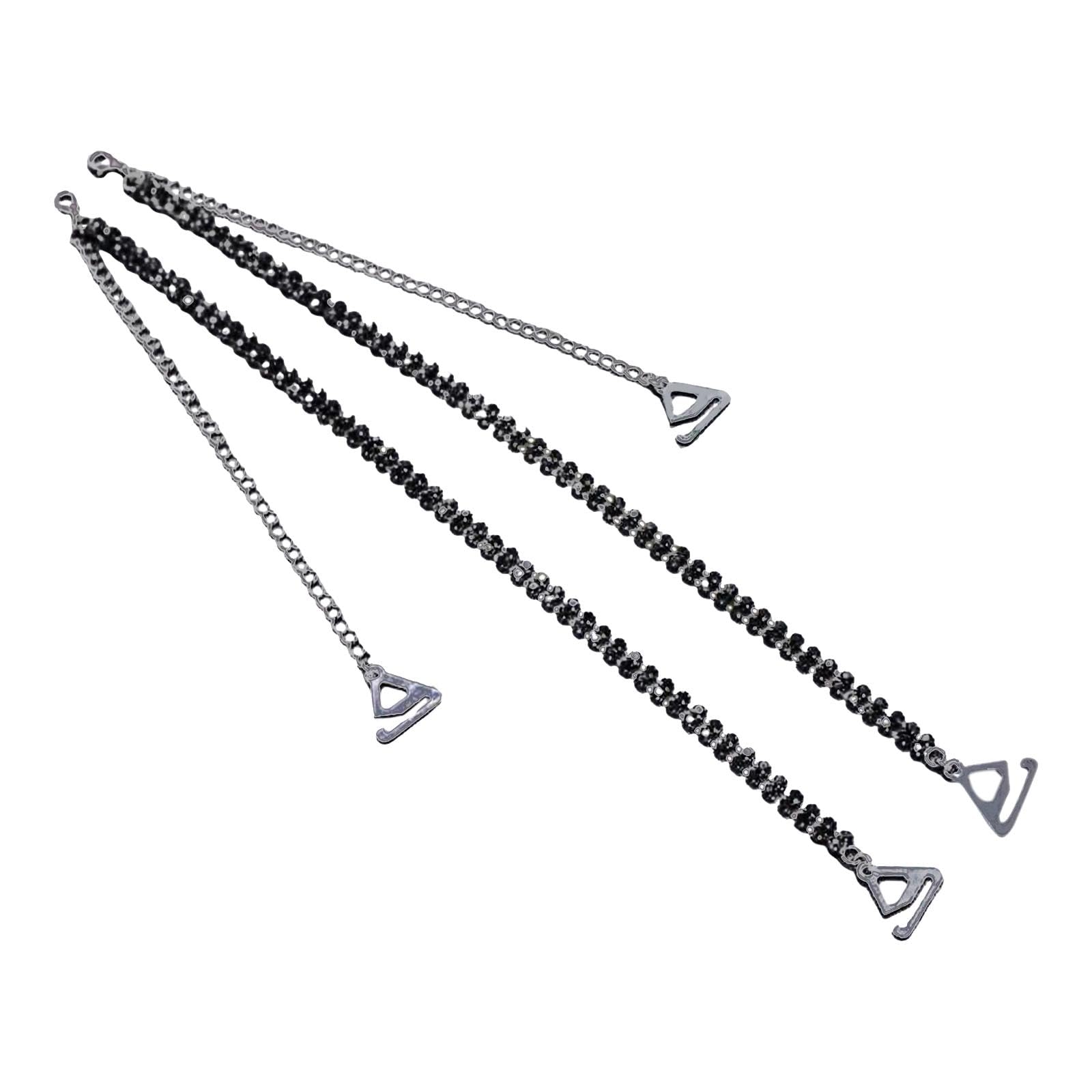 2X Bra Shoulder Strap Tank Tops Women Girls Halter Tops Rhinestone Bra Strap Black Hook 2.2cm-image-4