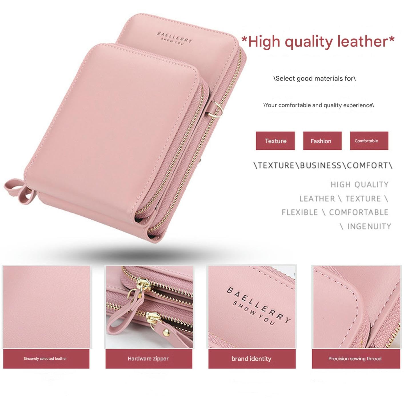 Portfel damski o dużej pojemności, zamek błyskawiczny, torba na telefon komórkowy, modna i wszechstronna, miękka skóra, torebka crossbody, prezent dla kobiet, kolor czarny