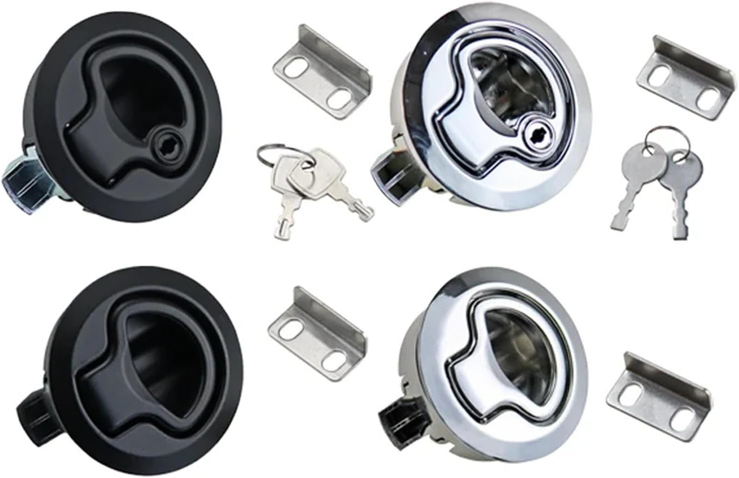 Stainless Steel/Zinc AlloyEmbedded Flat Round Lock 1Pcs(Black No Lock)