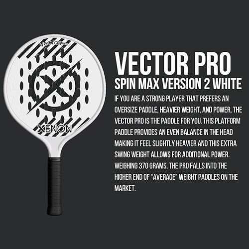Miniatura 2 de Vector Pro Spin Max Version 2 - Pala de tenis de plataforma por Xenon Paddle, cabeza de gran tamaño, punto de equilibrio uniforme, núcleo de espuma