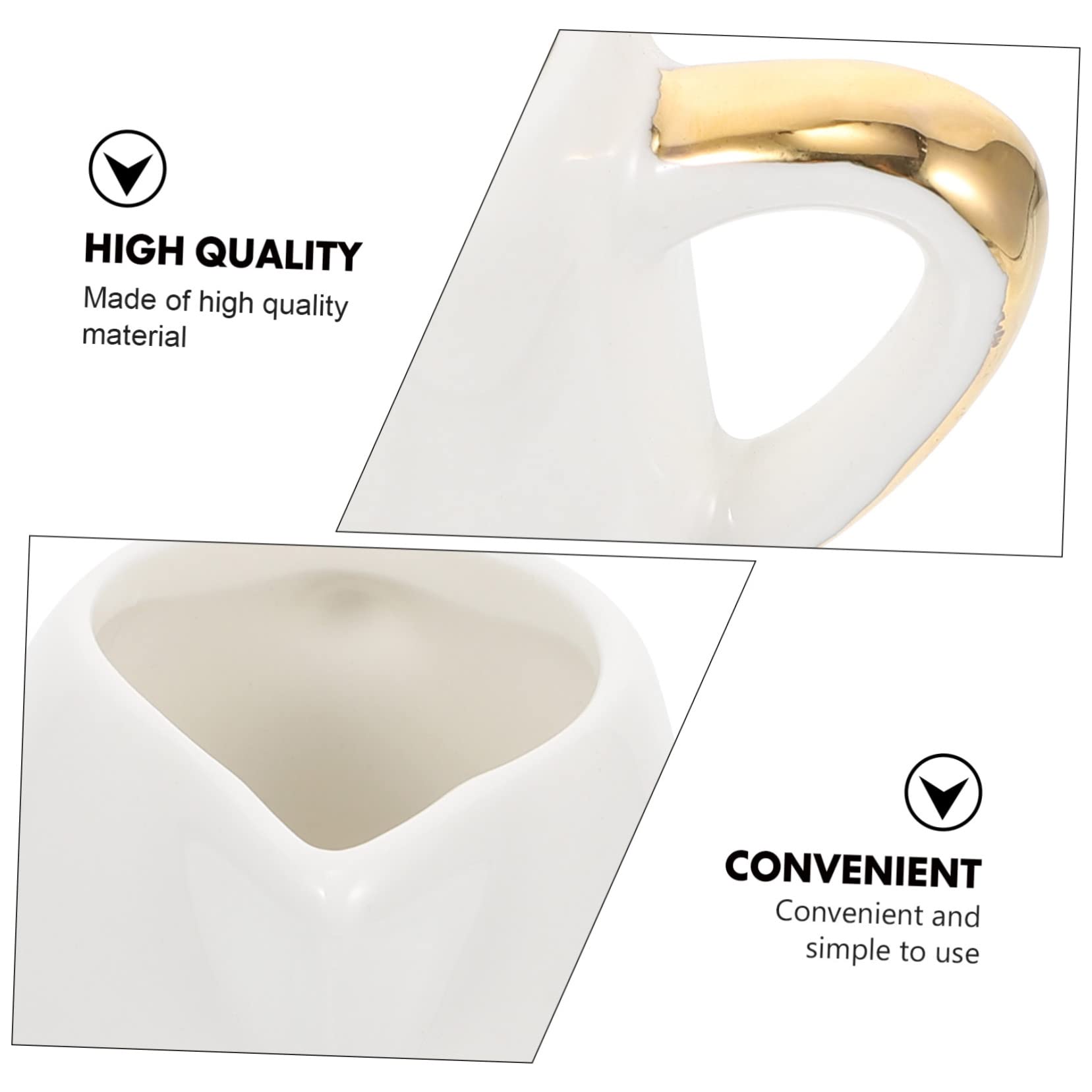 FUNOMOCYA 1pc Milk Jug Cup Vintage Teapot Triple Pitcher Milk Cup Milk Frothing Pitcher Milk Container Cream Frothing Cup Sauce Jug Powdered Creamer for Coffee Espresso Cups Ceramics White