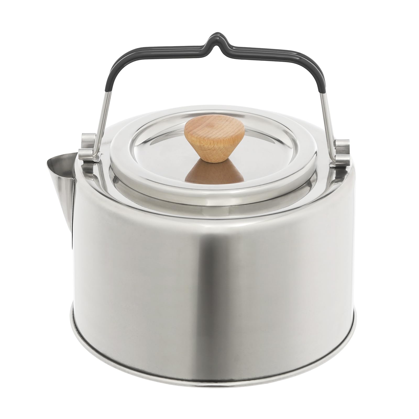 1L Camping Kettle with Lid & double handles,Portable Stainless Steel Kettle Fast Heating Boiling Hot Water for Open Fire Lightweight Coffee Pot for Outdoor Hiking Picnic Travel (Silver)