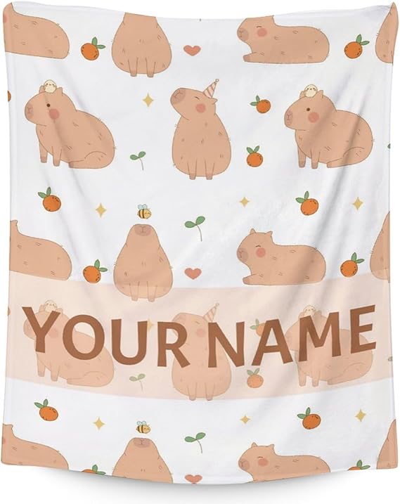 Personalized Blanket Gifts with Name - 60"x80" Cute Throw for Boys, Girls - White Soft Fuzzy Blankets for Bed, Couch & Living Room