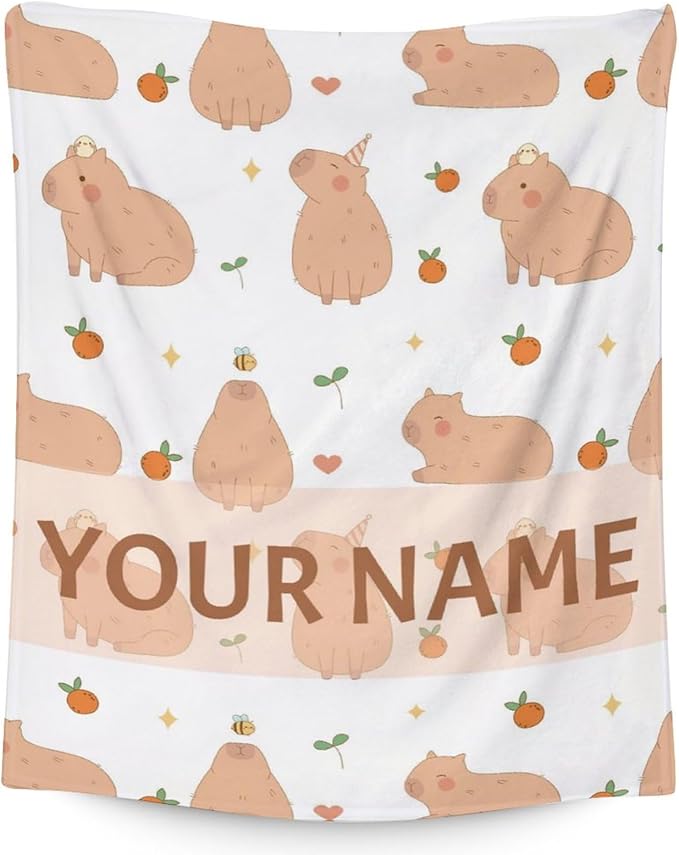 Personalized Blanket Gifts with Name - 60"x80" Cute Throw for Boys, Girls - White Soft Fuzzy Blankets for Bed, Couch & Living Room