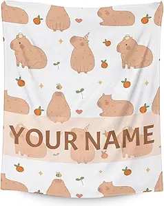 Personalized Blanket Gifts with Name - 60"x80" Cute Throw for Boys, Girls - White Soft Fuzzy Blankets for Bed, Couch & Living Room