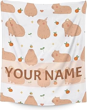 Personalized Blanket Gifts with Name - 60"x80" Cute Throw for Boys, Girls - White Soft Fuzzy Blankets for Bed, Couch & Living Room