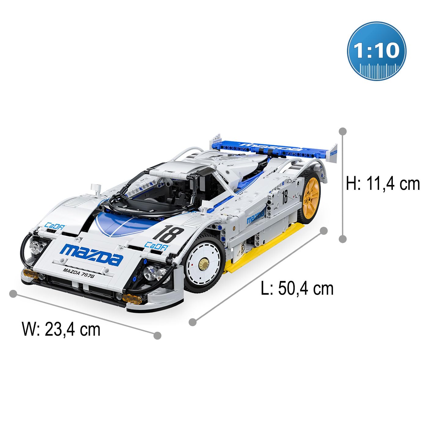 JAMARA 402875 CADA Mazda 787B 1:10 Bricks, model samochodu zabawkowego, samochód wyścigowy dla dzieci od 8 lat, pomysł na prezent dla dzieci, wierny design, ręczne otwieranie i zamykanie drzwi