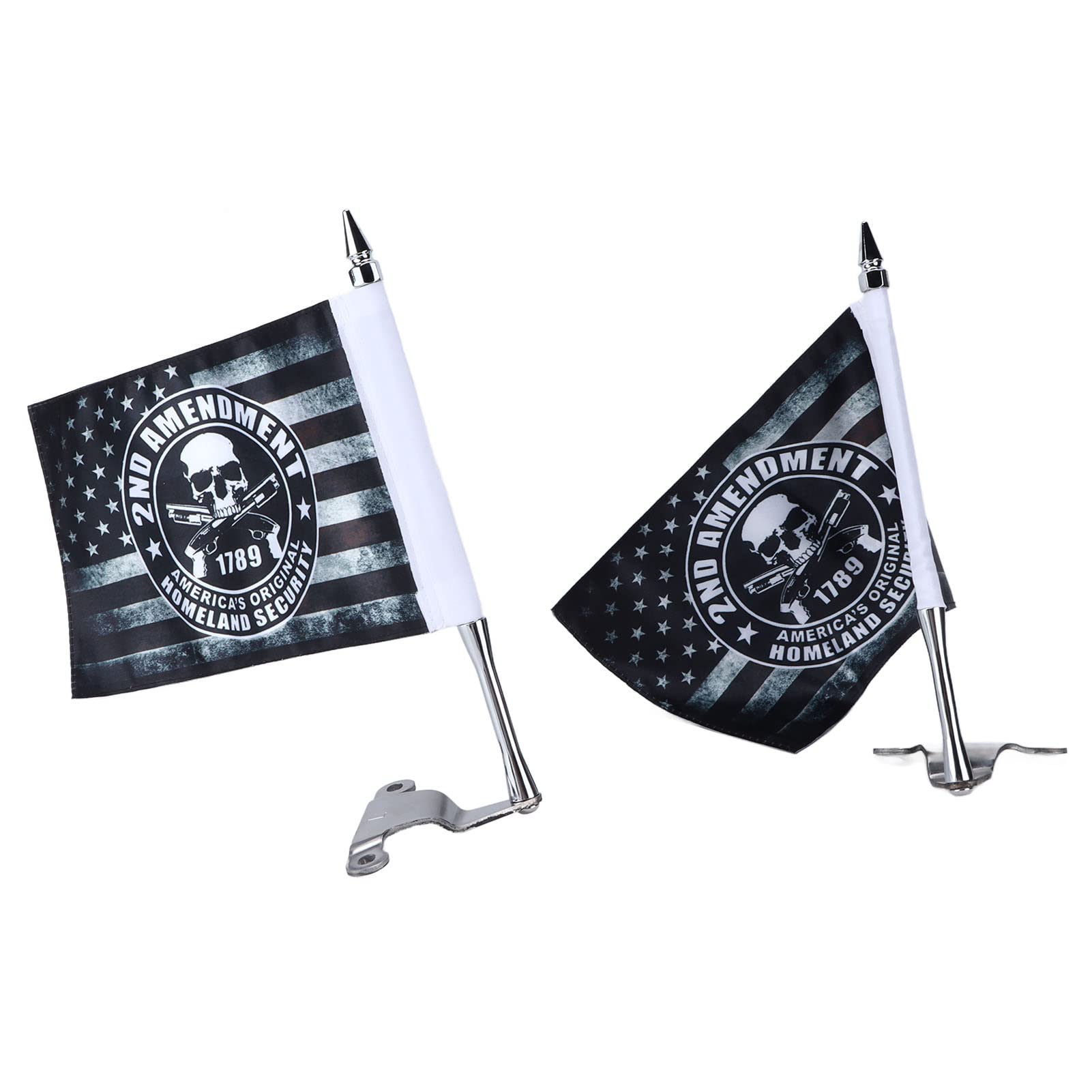 Kit de Montaje en Mástil de Bandera para Tapa de Maletero, Diseño Elegante con Banderas de Seguridad Nacional para Gold Wing 2018-2020, Acabado Cromado de Aluminio Duradero