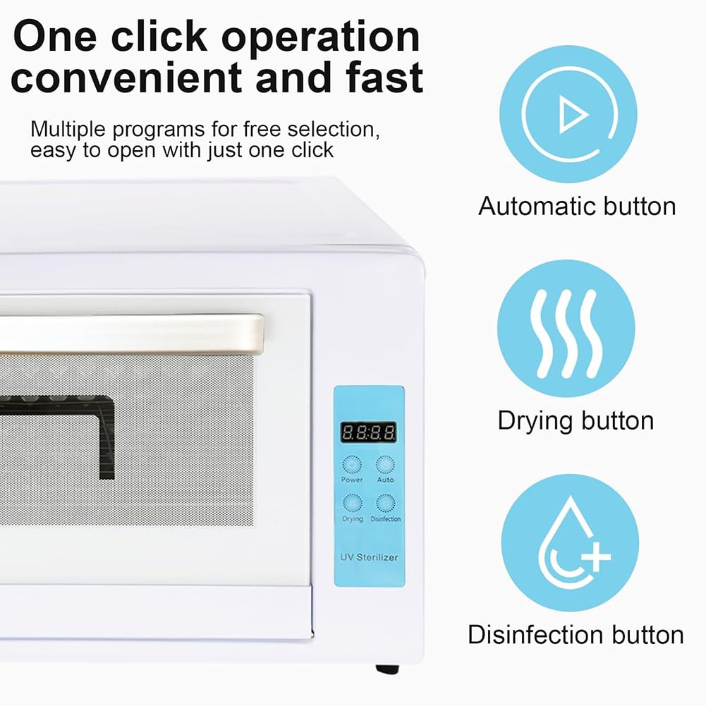 Macchina per la Pulizia degli Strumenti per Unghie da 48 Litri, Scatola di sterilizzazione UV, Display a LED, apparecchiatura per la Cura, l'asciugatura e la conservazione,Rosa