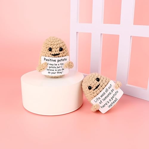 Miniatura 4 de 2 patatas de ganchillo positivas divertidas con tarjeta positiva y de vida, divertida decoración del hogar, regalos de animación para fiestas de