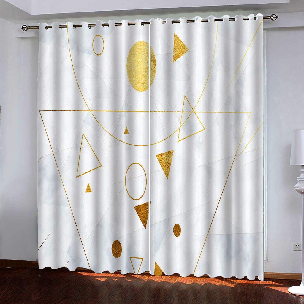 Maynuo Girls Golden Curtains For Bedroom 3D Simple Circle Eyelet Top Curtain For 62X78inch Kids Window Treatments For Home Decoration Thermal