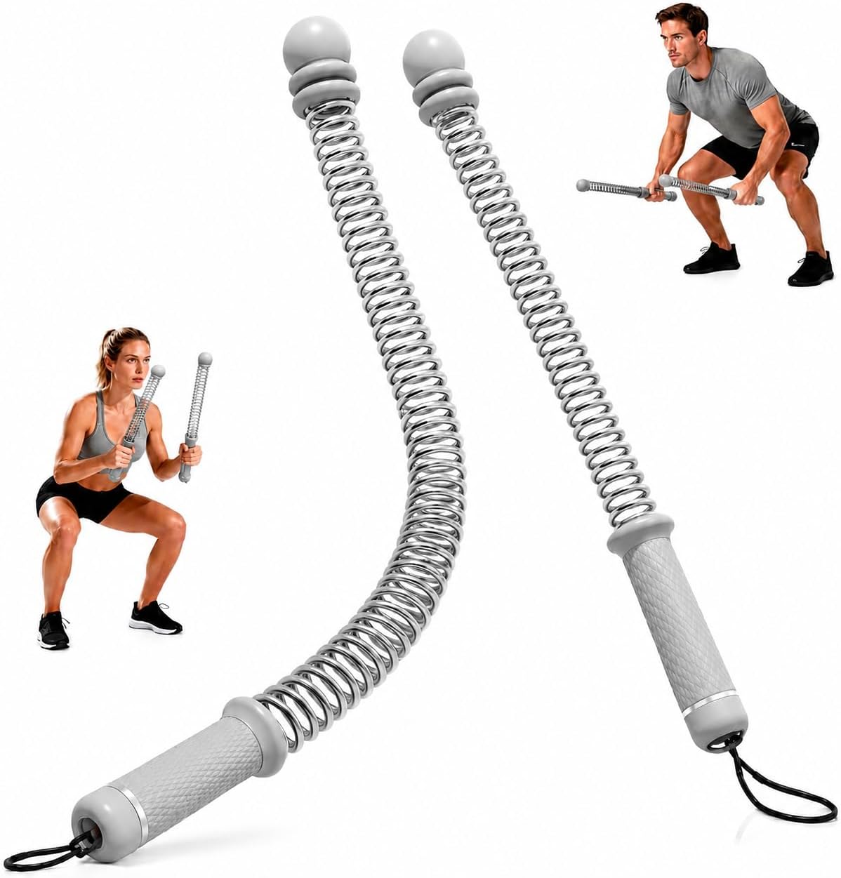 GOOGO Cordless Battle Ropes, Adjustable Weighted Ropeless Battle Rope with Strong Rebound Spring, Portable Workout Equipment for Home Gym, Strength Training, Arm Trainer, Fitness Gear