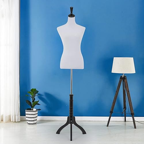 Vista 67 de Maniquí de maniquí de torso, forma de maniquí femenino, altura ajustable, modelo de exhibición, torso y trípode, soporte para ropa
