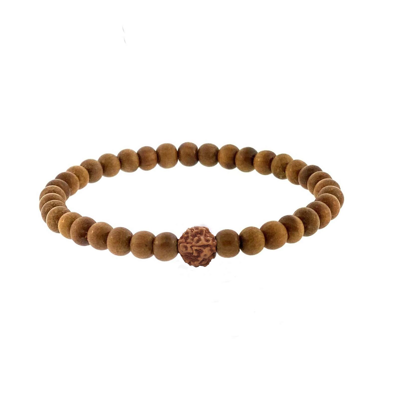 EDMIRIA Sandalwood Chandan Round Beads Yoga Meditation Handmade Elastic Stretchable Bracelet for Men and Women (6mm Beads + Rudraksha) (B08L5H13PR) Amazon Price History, Amazon Price Tracker