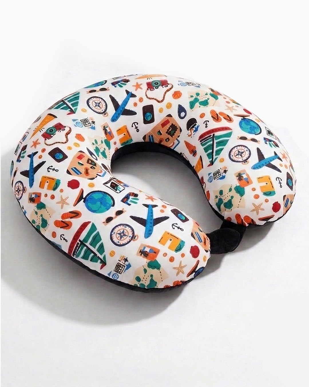 Travel Neck Pillow in Soft Fabric for Head, Neck, Shoulder Support Filled with Soft Memory Foam Filling | Multi Purpose Neck Pillow| Neck Rest | Neck Pain | Travel Print-image-21
