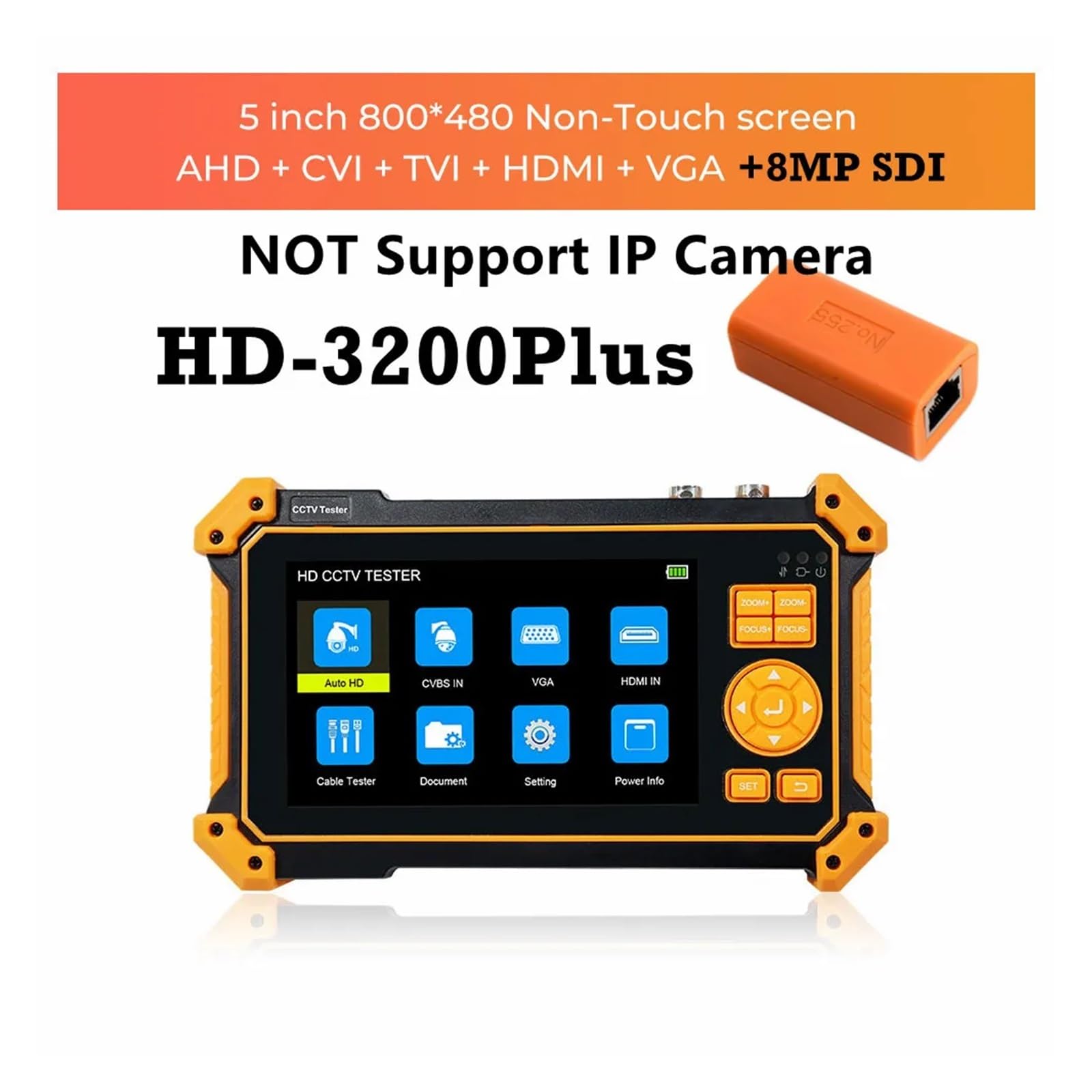 Tester CCTV, IPC-5200C Plus Tester kamery IP 5,4-calowy monitor z ekranem dotykowym IPS telewizji przemysłowej Obsługa AHD/CVI/TVI/SDI/CVBS/Tester(IPC-5100C Plus)