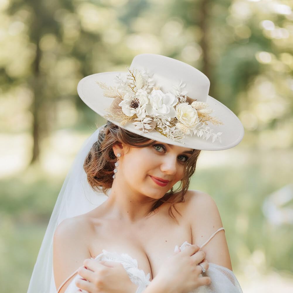 Bridal Headpiece French Style Sun Hat Bridal Hat with Floral  display picture 1