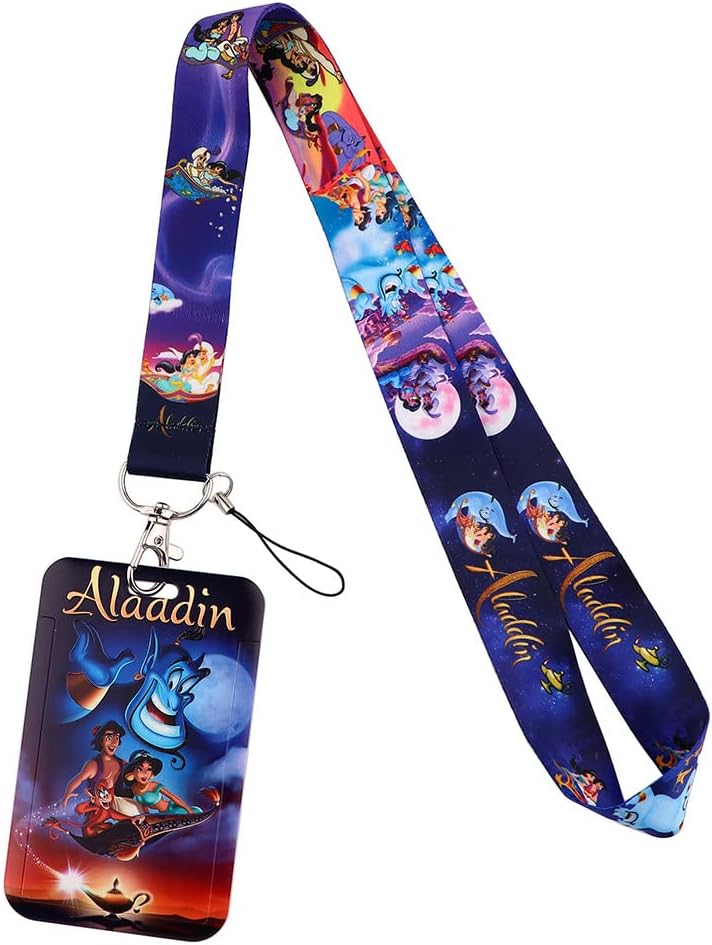 RHXWFDG Princess Sleeping Beauty Brave Merida Aladin Jasmine Mulan Petr Pan Tinker Bell Lanyard Keychain