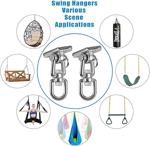 Miniatura 7 de Kit colgante para silla de hamaca, soporte de techo oscilante, gancho giratorio de 360, parque infantil, árbol, gimnasio, cuerda, soporte de juego