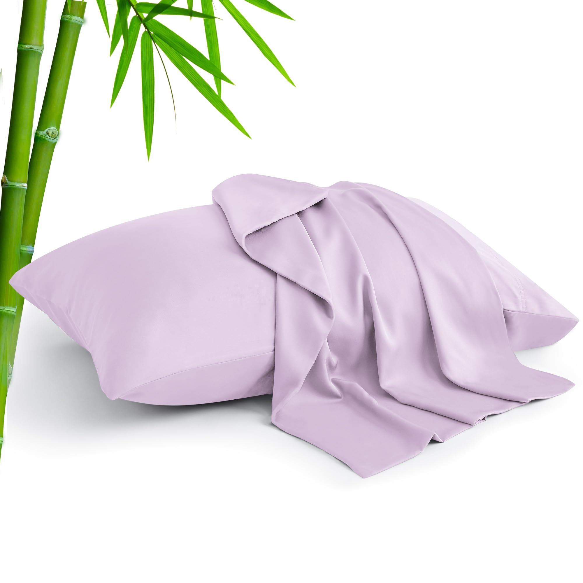 BEDELITE Pillow Cases Standard Size 2Pcs, Rayon from Bamboo, Light Purple