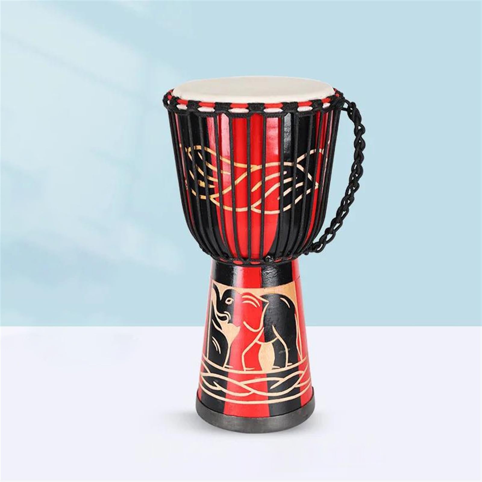 Profesjonalny Djembe 13-calowy Bęben Afrykański Drewniany Bęben Ręczny Z Koziej Skóry Tradycyjny Instrument Perkusyjny Djembe (Color : B)