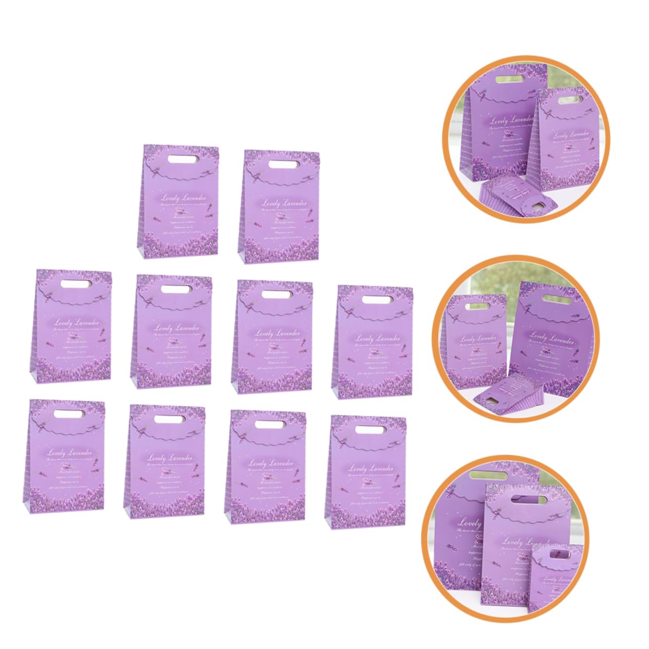 Papier Geschenkpapiertüten Lila Lavendel, 10 Stück, Faltbar