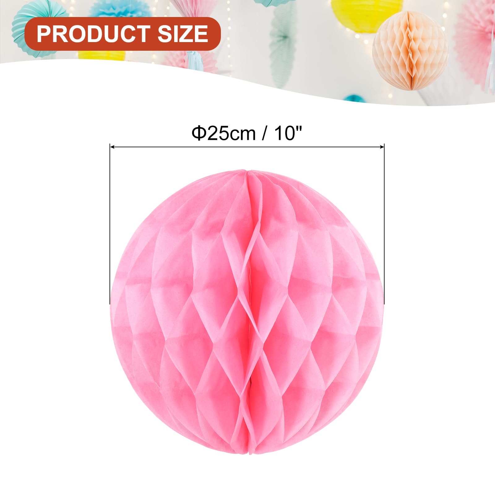 PATIKIL Pom Pom Di Carta Velina Da 10", 10 Pezzi Decorazioni Appese A Forma Di Fiori Per Feste Compleanni Matrimoni Sfondi Per La Casa, Rosa
