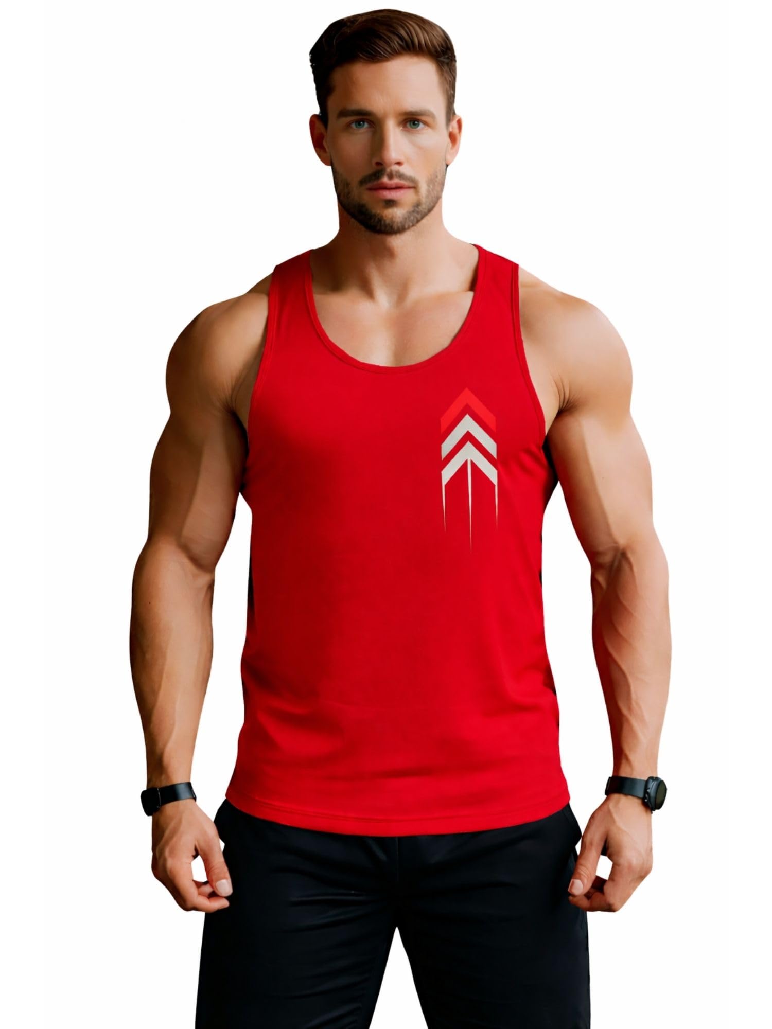 3colors 3Colours RGB Men's Sleeveless Gym Tank Top – Activewear Vest for Workout, Fitness & Leisure | Regular Fit-Arrow LI8 Speed-picture-45