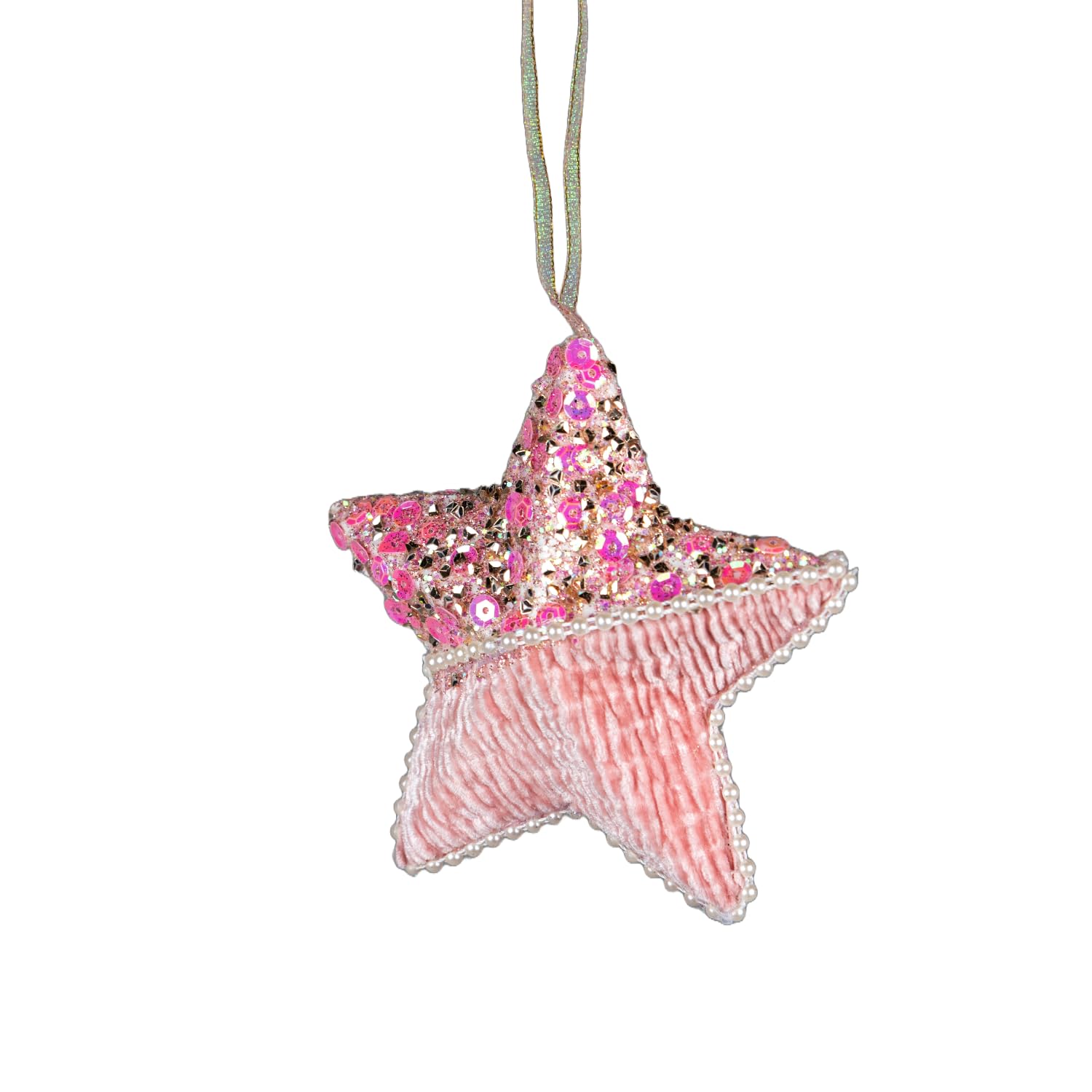 Shatchi Star Baby Pink 12Cm - Christmas Tree Hanging Decorations Festive Decorative Ornaments Fairy Tale Themed Xmas Tree Pendant