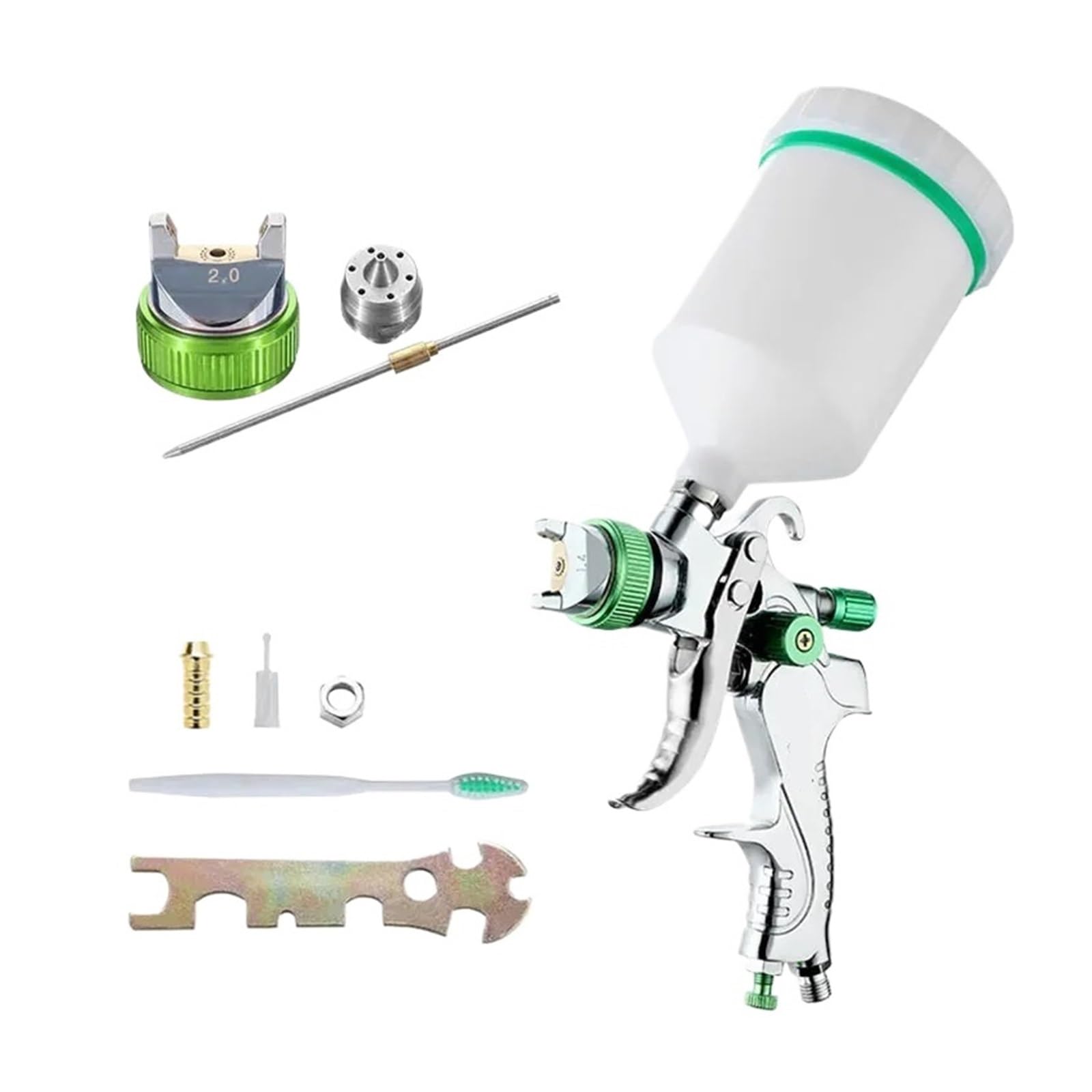 Profesjonalny Pistolet Natryskowy 1.4/1.7/2.0/2.5mm Dysza Stalowa Grawitacyjny Przenośny Do Malowania Samochodu DIY Zestaw Farb W Sprayu Wysoka Precyzja Atomizacji(2.0mm Set A)