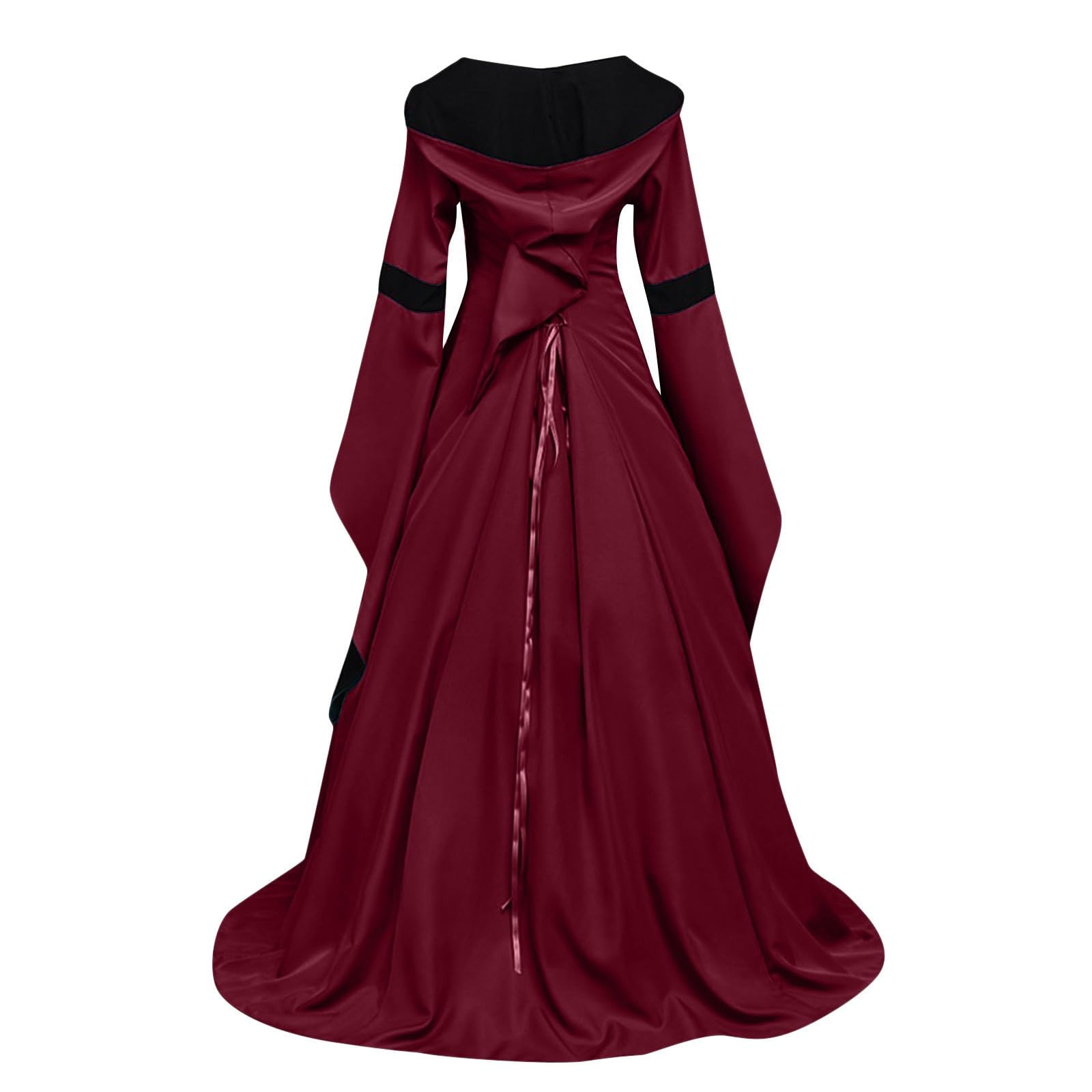 Vestido Mujer Disfraz Mujer Halloween Adulto - Vestido De Mujer Estilo Retro Color Sólido Manga De Trompeta Vestido Largo Cosplay Piso Longitud Vestido Gótico De Mujer Medieval Vestido De Mujer
