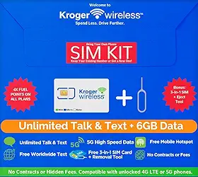 Kroger Wireless Kr25T Plano De Celular Pré-Pago 1 Mês Por Us$ 25/Mês Com Ligações E Mensagens Texto Ilimitadas + 6 Gb Dados 5G-4G Lte