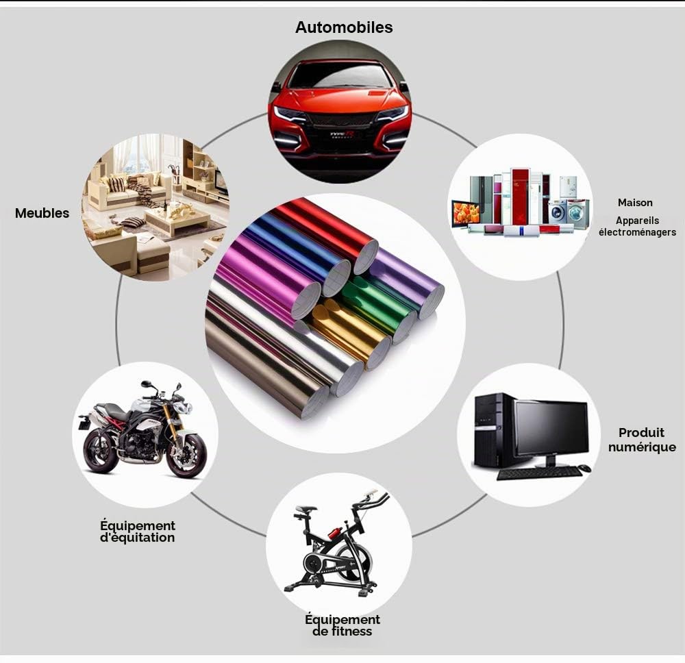 NewL Film Vinyle Chromé Brillant Argenté Autocollant pour Voiture,100x300cm | Finition chromée effet miroir, outil inclus, canaux anti-bulles, extensible, adapté aux voitures, motos, meubles et casques