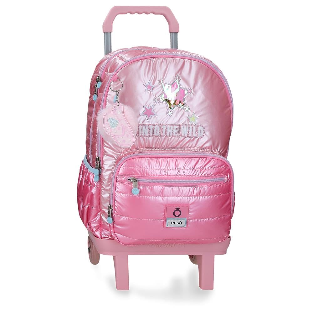 Enso Into The Wild Double Compartment School Backpack with Trolley Pink 32x44x17 cm Polyester